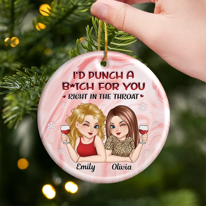 Custom Ceramic Ornament - Personalized Best Friend Christmas Birthday Gifts For Women, Besties, Sisters, BFF - Unfiltered And Unbothered