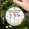 Custom Ceramic Ornament - Personalized Best Friend Christmas Birthday Gifts For Women, Besties, Sisters, BFF - Like Flowers, We Grow Stronger Side By Side