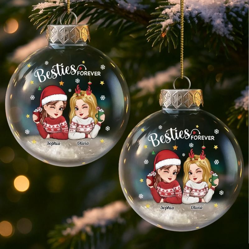 Custom Snow-Filled Ball Ornament - Personalized Christmas Best Friend Birthday Gifts For Women, Besties, Sisters, BFF - Snow Much Fun With Bestie