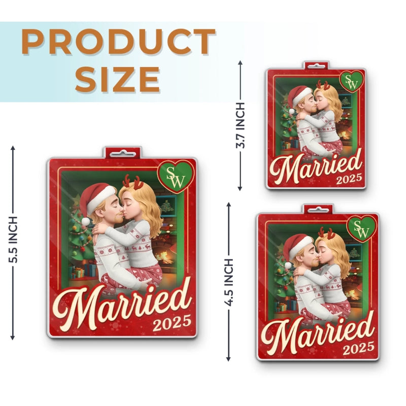 Custom Acrylic Ornament - Personalized Anniversary Christmas Wedding Gifts For Husband And Wife, Him And Her - Sealed With A Christmas Kiss