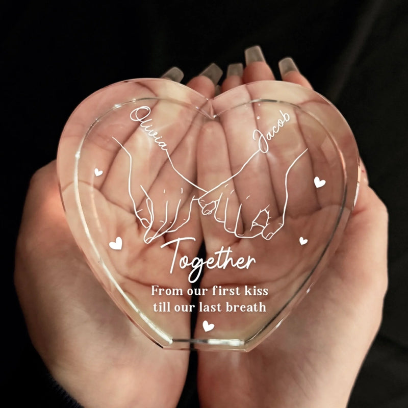 Custom 3D Crystal Heart Shaped - Personalized Anniversary Wedding Gifts For Husband And Wife, Him And Her - Pinky Promises, Eternal Love