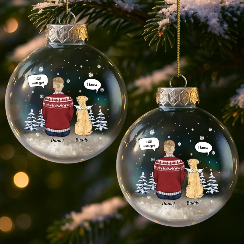 Custom Snow-Filled Ball Ornament - Personalized Pet Christmas Memorial Sympathy Gifts For Dogs - Forever Loved, Never Forgotten Friend