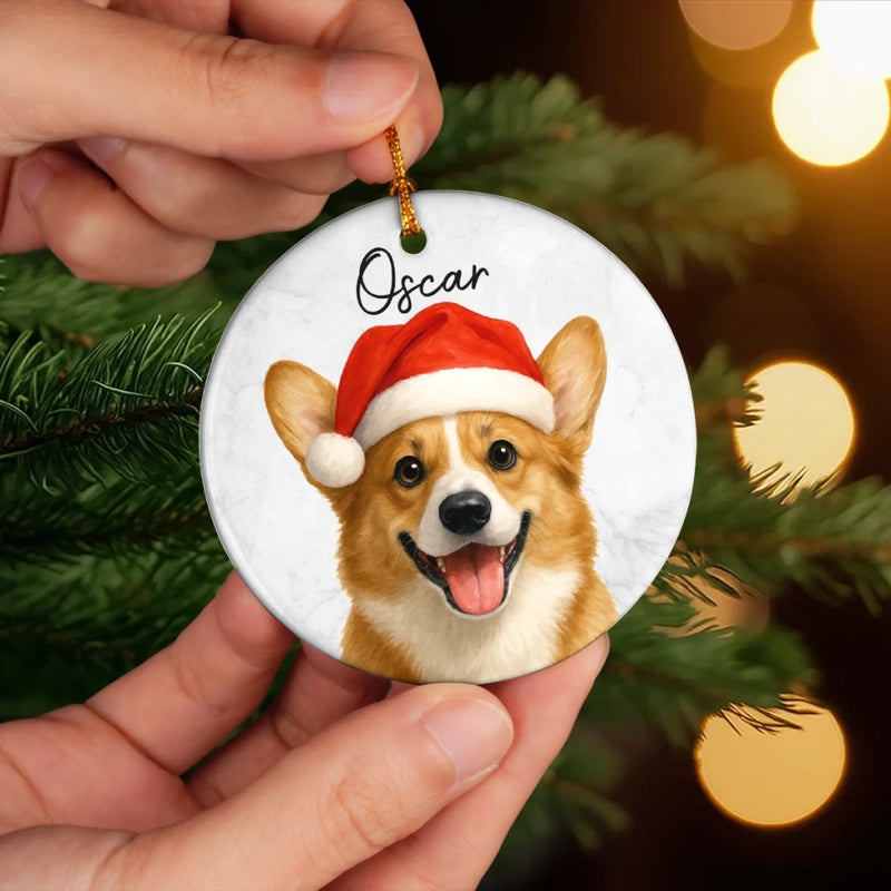 Custom Photo Ceramic Ornament - Personalized - Christmas Birthday Gifts For Dog Cat Lovers, Dog Dad And Mom, Cat Owners - Happy Howlidays