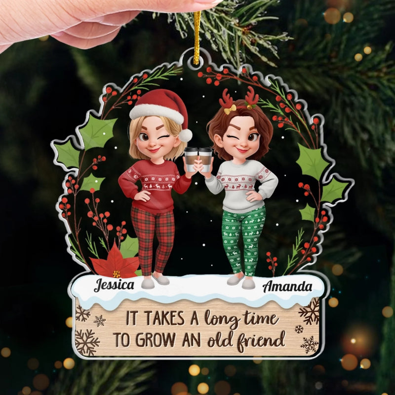 Custom Acrylic Ornament - Personalized Christmas Best Friend Birthday Gifts For Women, Besties, Sisters, BFF - Twinkling Lights True Friendship