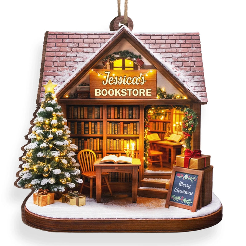 Custom Wood Ornament - Personalized Christmas  Bookish Gifts For Book Lovers, Bookworms, Readers - A Book Lover’s Holiday Dream