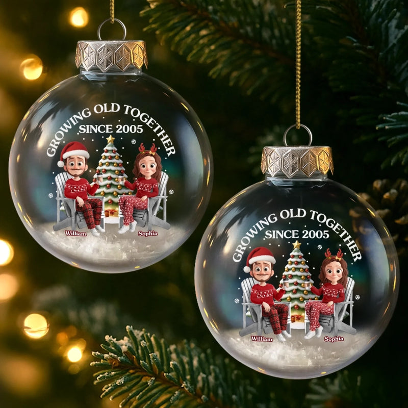 Custom Snow-Filled Ball Ornament - Personalized Anniversary Christmas Wedding Gifts For Husband And Wife, Him And Her - Forever Feels Like Christmas With You