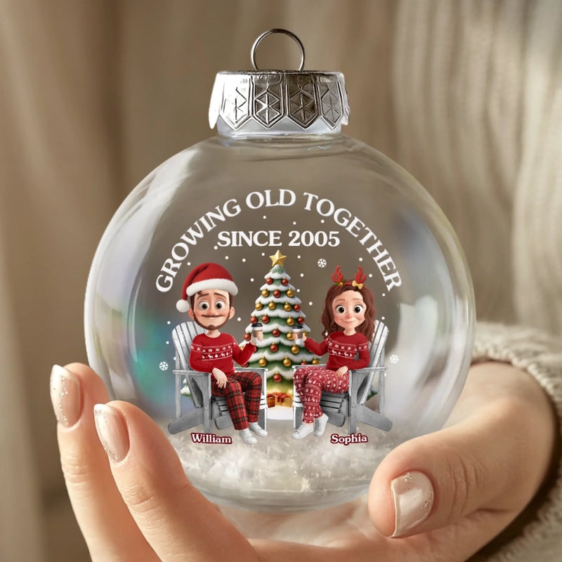Custom Snow-Filled Ball Ornament - Personalized Anniversary Christmas Wedding Gifts For Husband And Wife, Him And Her - Forever Feels Like Christmas With You