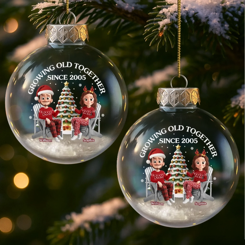 Custom Snow-Filled Ball Ornament - Personalized Anniversary Christmas Wedding Gifts For Husband And Wife, Him And Her - Forever Feels Like Christmas With You