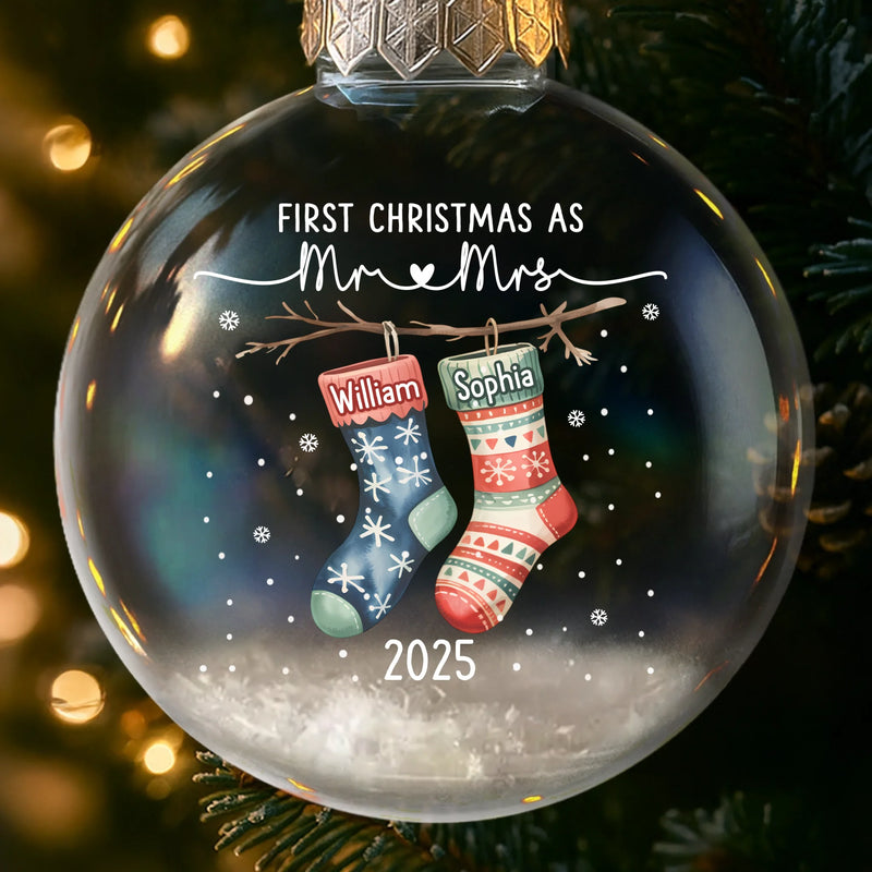 Custom Snow-Filled Ball Ornament - Personalized Anniversary Christmas Wedding Gifts For Husband And Wife, Him And Her - The Stockings Of Forever Love