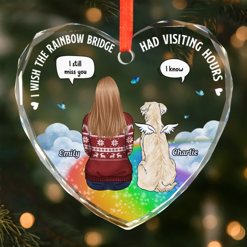 Custom Heart Glass Ornament -  Personalized Pet Christmas Memorial Sympathy Gifts For Dogs, Cats - In Loving Memory Of You