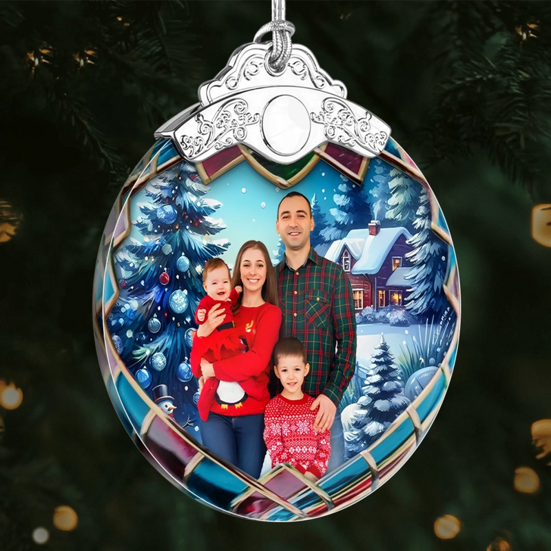 Custom Photo Glass Ornament - Personalized Christmas Birthday Gifts For Mom, Dad, Kids - Our Greatest Gift Is Each Other