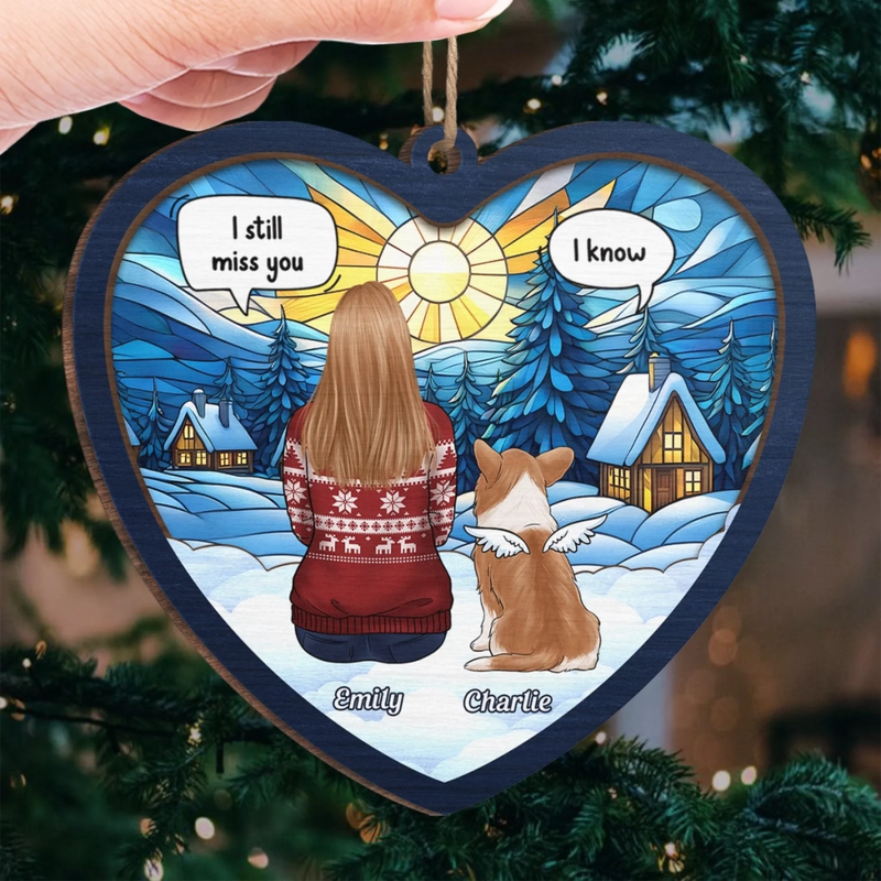Custom Wood Ornament - Personalized Pet Christmas Memorial Sympathy Gifts For Dogs, Cats  - Always Loved Always Remembered