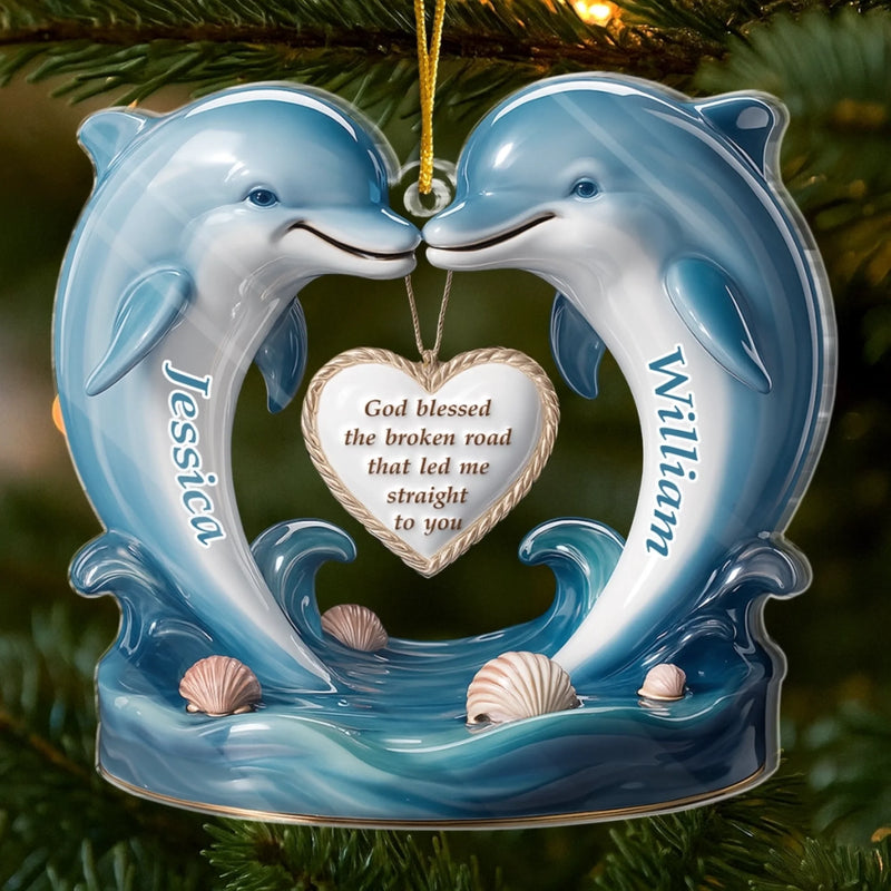 Custom Acrylic Ornament - Personalized Anniversary Wedding Gifts For Husband And Wife, Him And Her - Love Led Me Straight To You