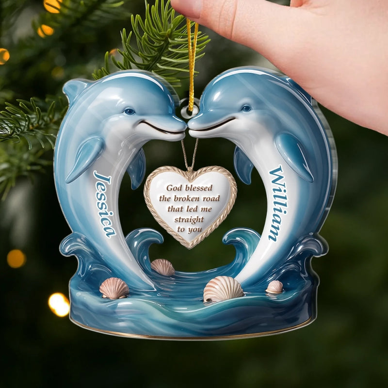 Custom Acrylic Ornament - Personalized Anniversary Wedding Gifts For Husband And Wife, Him And Her - Love Led Me Straight To You