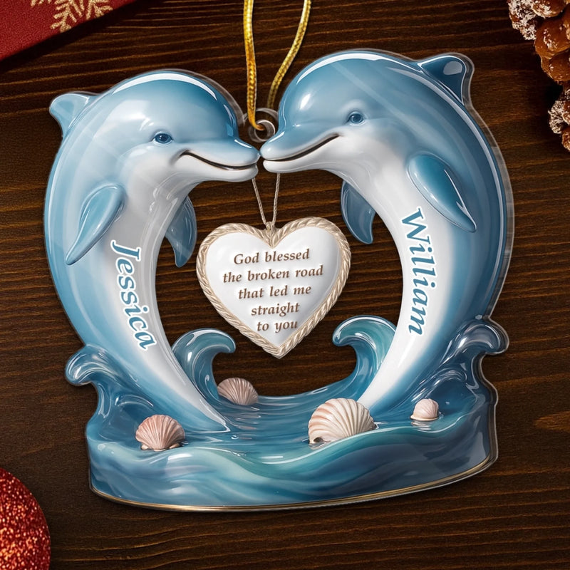 Custom Acrylic Ornament - Personalized Anniversary Wedding Gifts For Husband And Wife, Him And Her - Love Led Me Straight To You