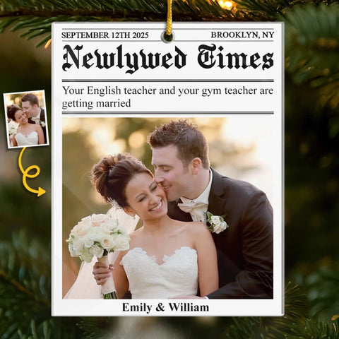 Custom Photo Acrylic Ornament - Personalized Anniversary Christmas Wedding Gifts For Husband And Wife, Him And Her - True Love Makes Headlines