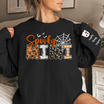 Custom Unisex Sweatshirt, Hoodie With Design On Sleeve - Personalized Halloween Birthday Gifts For Mom, Grandma - Family Together Under Pumpkin Glow
