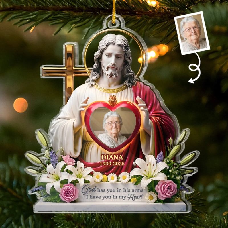 Custom Photo Acrylic Ornament - Personalized Christmas Memorial Sympathy Gifts For Loss Of Mom, Dad - Until Forever, You’re With Me