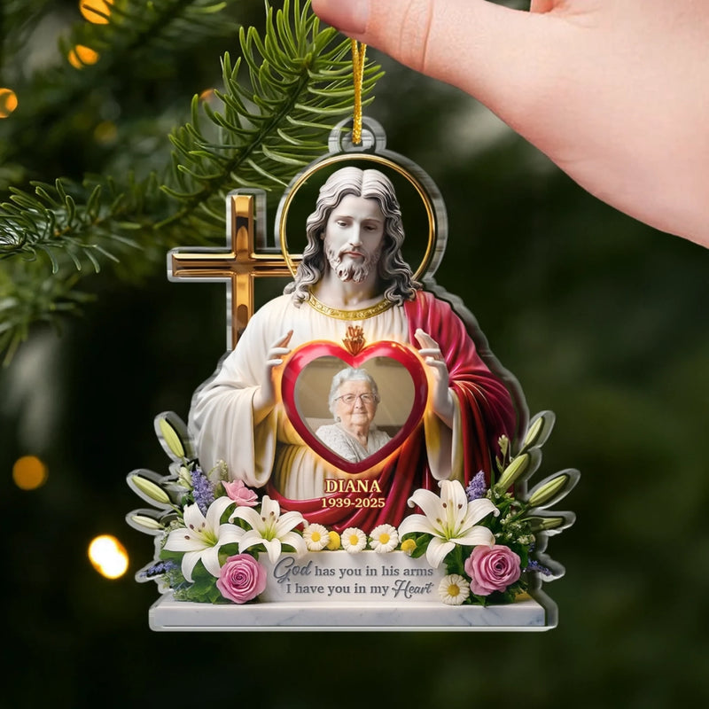 Custom Photo Acrylic Ornament - Personalized Christmas Memorial Sympathy Gifts For Loss Of Mom, Dad - Until Forever, You’re With Me