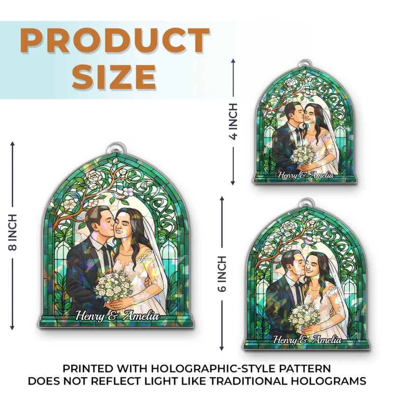 Custom Photo Hologram Acrylic Suncatcher - Personalized Anniversary Wedding Gifts For Husband And Wife, Him And Her - Eternal Vows, Eternal Glow