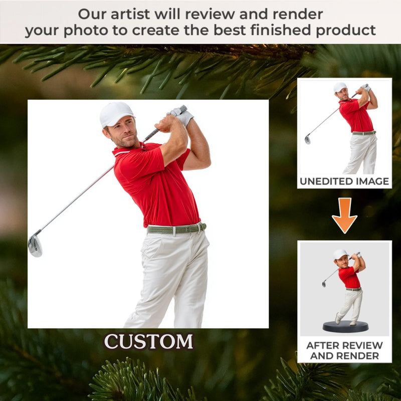 Custom Photo Acrylic Ornament - Personalized Christmas Birthday Golf Gifts For Men, Women - Chasing Dreams On Green Fields