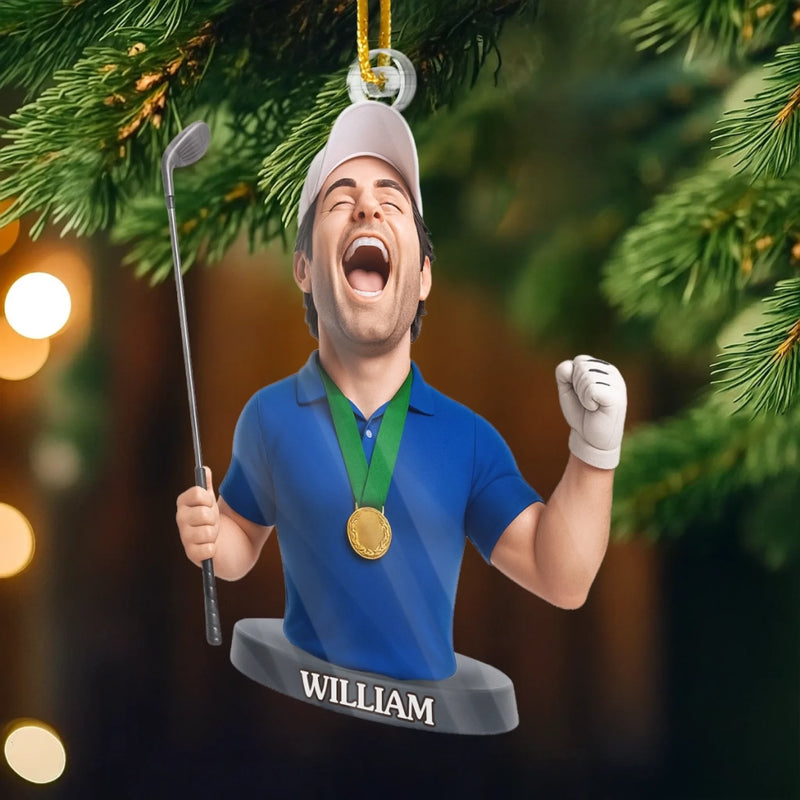 Custom Photo Acrylic Ornament - Personalized Christmas Birthday Golf Gifts For Men, Women - Golf Days Happy Plays