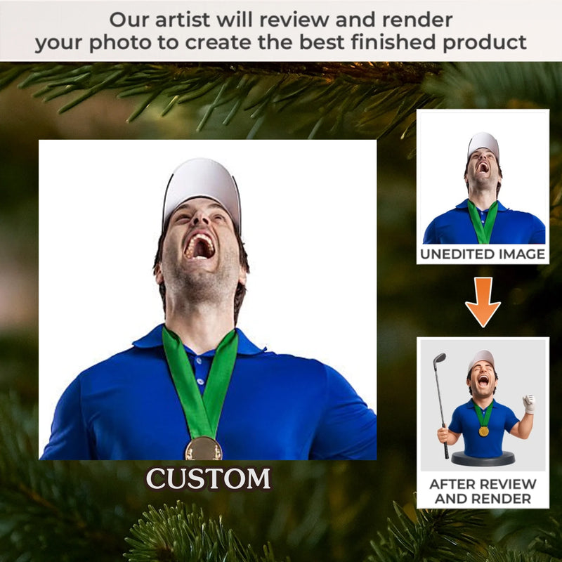Custom Photo Acrylic Ornament - Personalized Christmas Birthday Golf Gifts For Men, Women - Golf Days Happy Plays