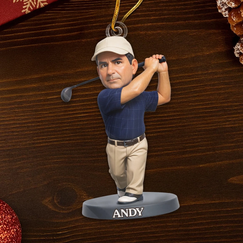 Custom Photo Acrylic Ornament - Personalized Christmas Birthday Golf Gifts For Men, Women - Peace Found In Every Swing