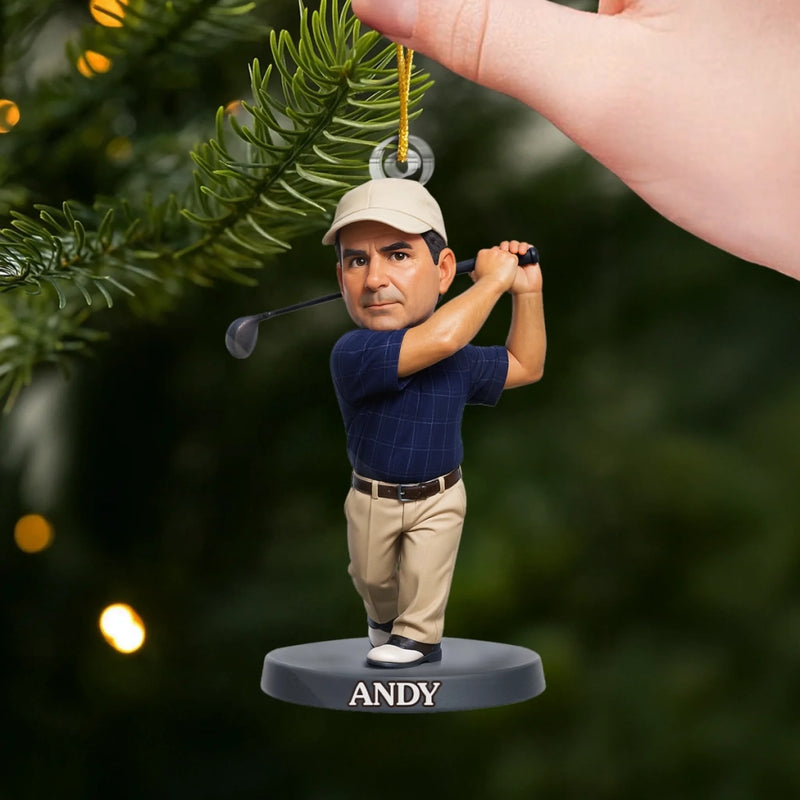 Custom Photo Acrylic Ornament - Personalized Christmas Birthday Golf Gifts For Men, Women - Peace Found In Every Swing