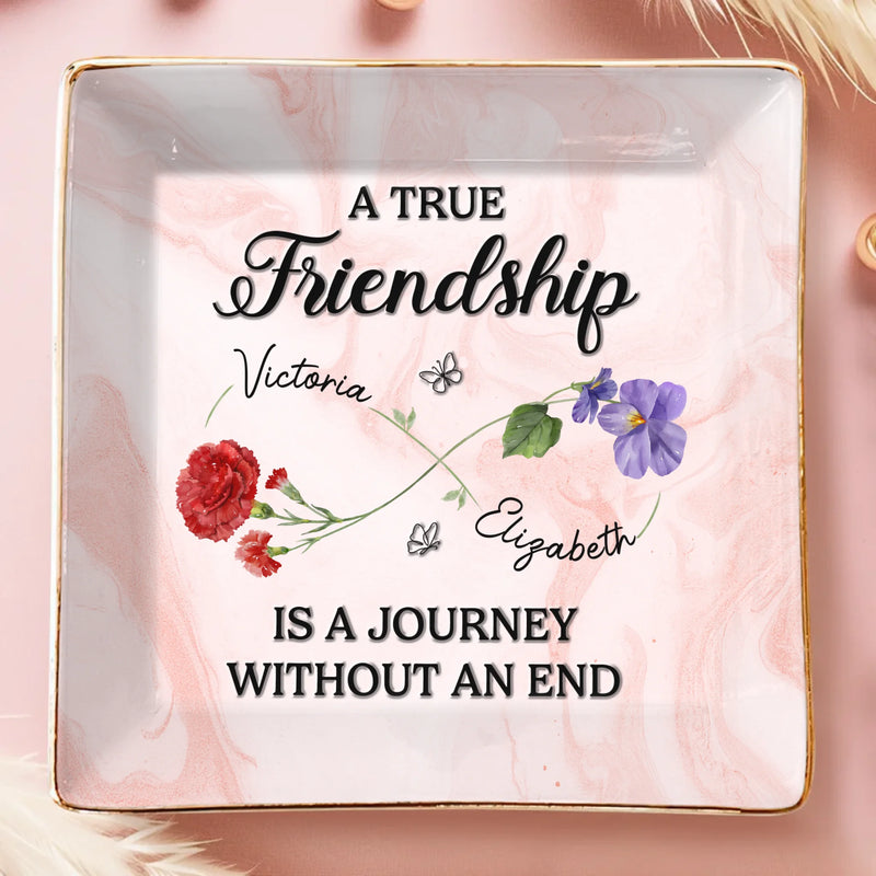 Custom Full-Print Jewelry Dish - Personalized Best Friend Birthday Gifts For Women, Besties, Sisters, BFF  - Rooted In Love, Blooming In Friendship