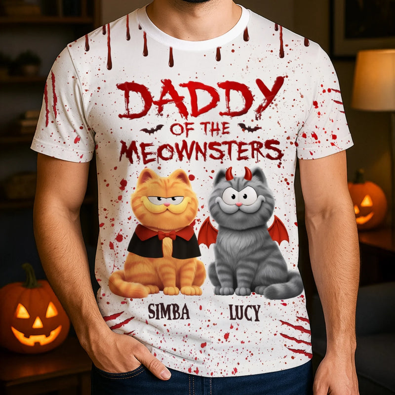 Custom Unisex T-shirt - Personalized Halloween Birthday Gifts For Cat Lovers, Cat Mom And Dad - Living That Meownster Mom Life
