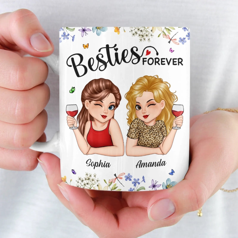 Custom Mug - Personalized Best Friend Birthday Gifts For Women, Besties, Sisters, BFF - Giggles Secrets Forever Friends