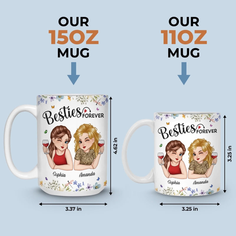 Custom Mug - Personalized Best Friend Birthday Gifts For Women, Besties, Sisters, BFF - Giggles Secrets Forever Friends
