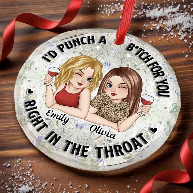 Custom Circle Glass Ornament - Personalized Best Friend Christmas Birthday Gifts For Women, Besties, Sisters, BFF - Life Is Sweeter With You