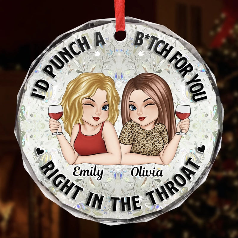Custom Circle Glass Ornament - Personalized Best Friend Christmas Birthday Gifts For Women, Besties, Sisters, BFF - Life Is Sweeter With You