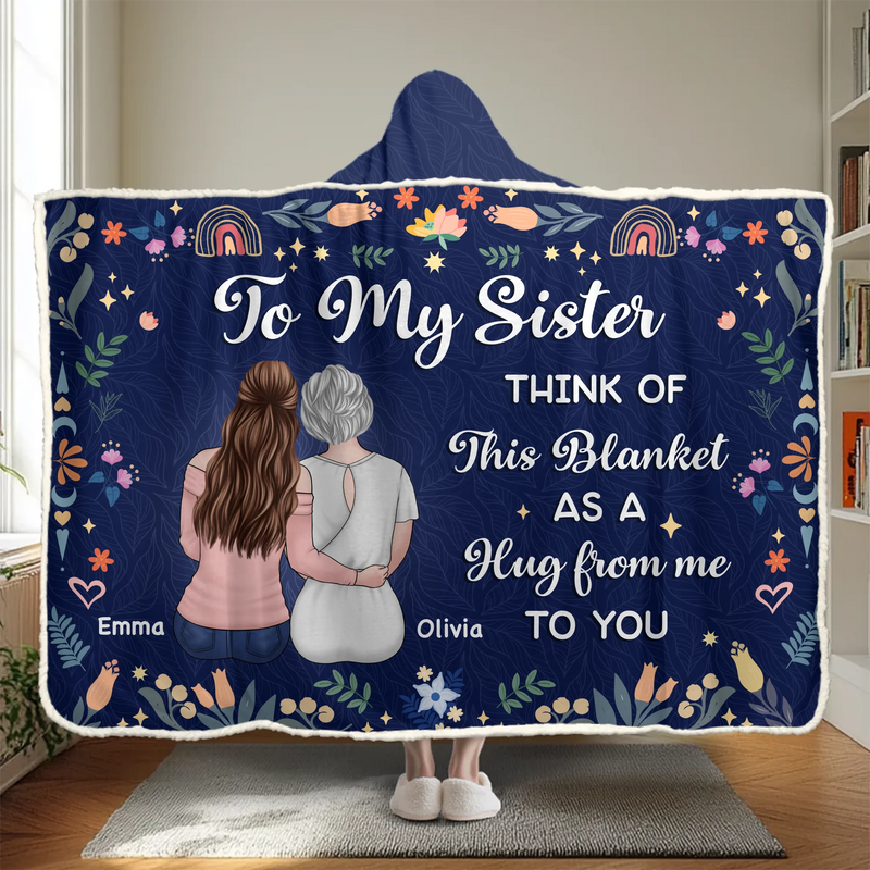 Custom Snuggle Blanket, Hoodie Blanket - Personalized Best Friend Birthday Gifts For Women, Besties, Sisters, BFF - Besties Make Life Sparkle Brighter