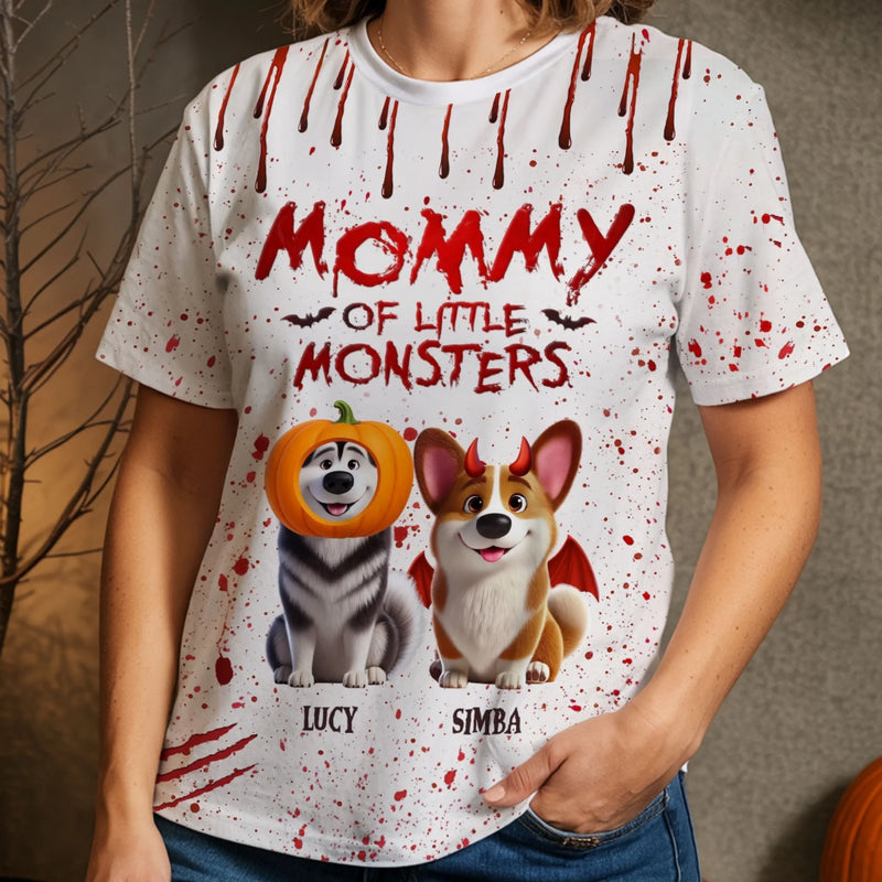 Custom Unisex T-shirt - Personalized Halloween Birthday Gifts For Dog Lovers, Dog Dad And Mom - Mommy Daddy Of Little Monsters