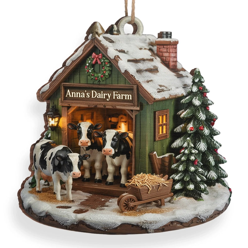 Custom Wood Ornament - Personalized Christmas Birthday Gifts For Women, Men - Moo Love, Moo Christmas