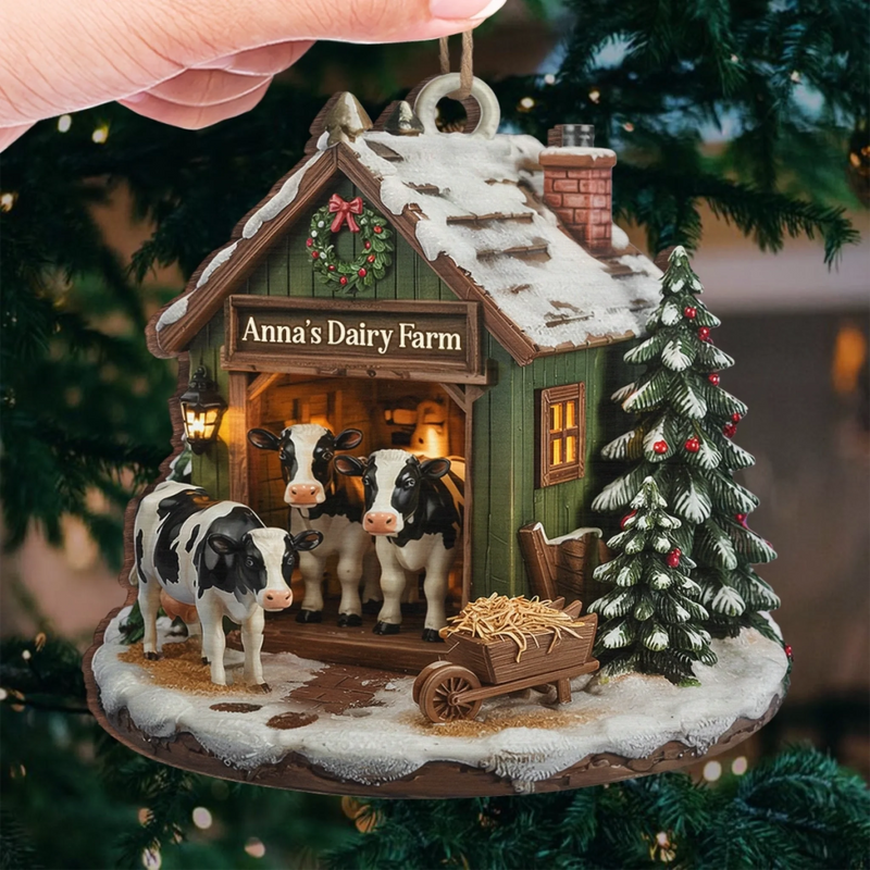 Custom Wood Ornament - Personalized Christmas Birthday Gifts For Women, Men - Moo Love, Moo Christmas
