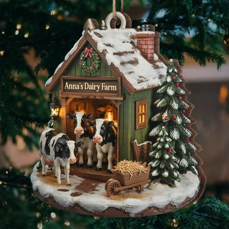 Custom Wood Ornament - Personalized Christmas Birthday Gifts For Women, Men - Moo Love, Moo Christmas