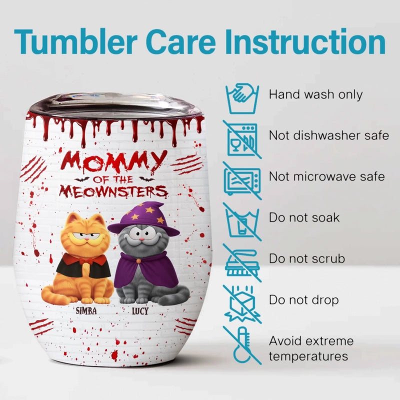 Custom Wine Tumbler - Personalized Halloween Birthday Gifts For Cat Lovers, Cat Mom And Dad - Cats Bring Mystery To Halloween Nights