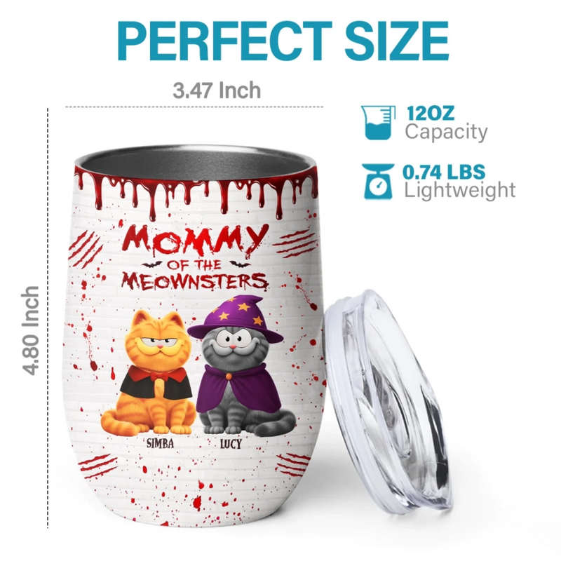 Custom Wine Tumbler - Personalized Halloween Birthday Gifts For Cat Lovers, Cat Mom And Dad - Cats Bring Mystery To Halloween Nights
