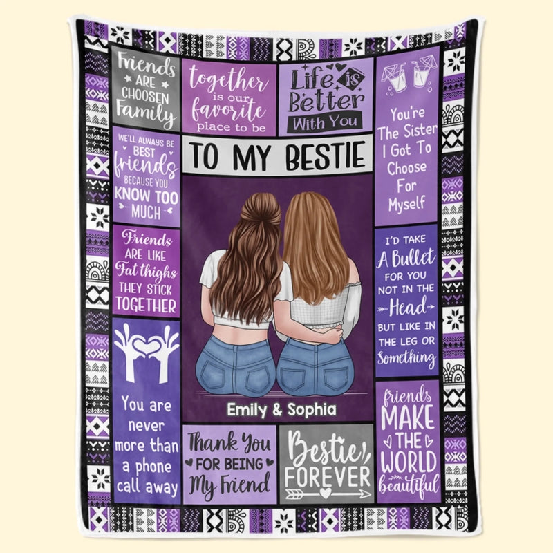 Custom Blanket - Personalized Best Friend Christmas Birthday Gifts For Women, Besties, Sisters, BFF - Always Better With My BFF