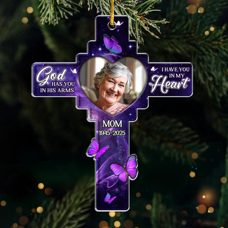 Custom Photo Acrylic Ornament - Personalized Memorial Sympathy Gifts For Loss Of Mom, Dad - I Have You In My Heart