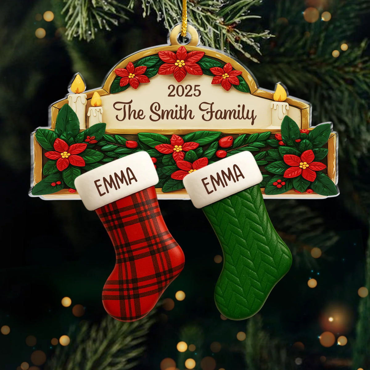 Custom Acrylic Ornament - Personalized Christmas Birthday Gifts For Mom, Dad, Kids - Hung Together, Loved Forever