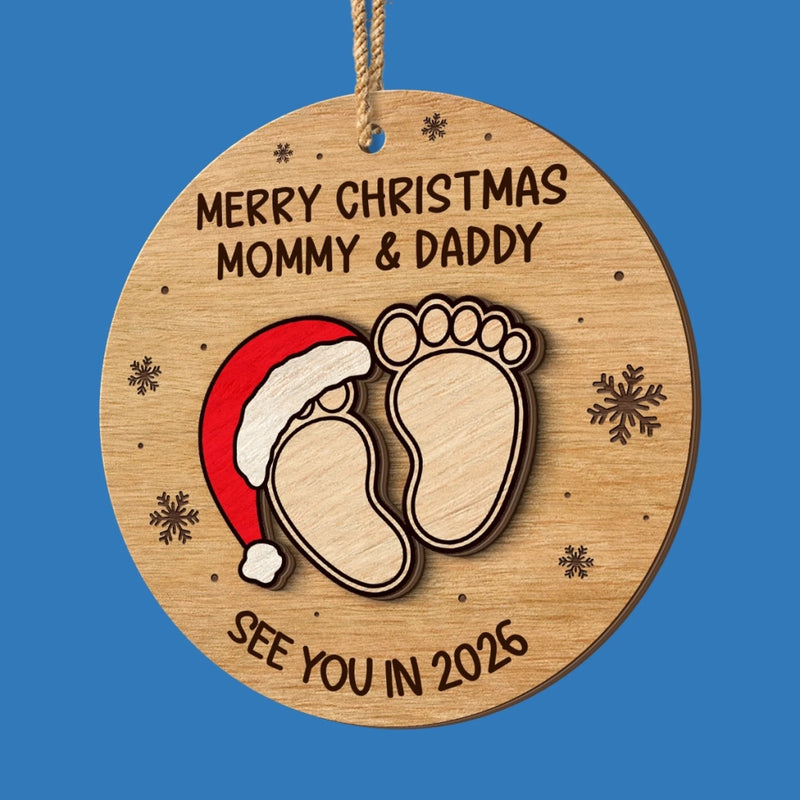 Custom Double Layer Wooden Ornament - Personalized Christmas Baby Shower, Gender Reveal Gifts For New Moms, New Dads, New Parents - A New Star Is Born