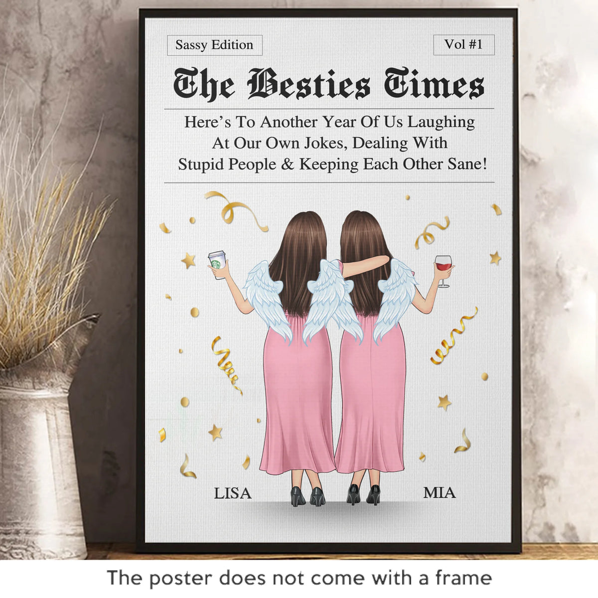 Custom Vertical Poster - Personalized Best Friend Birthday Gifts For Women, Besties, Sisters, BFF - The Besties Times