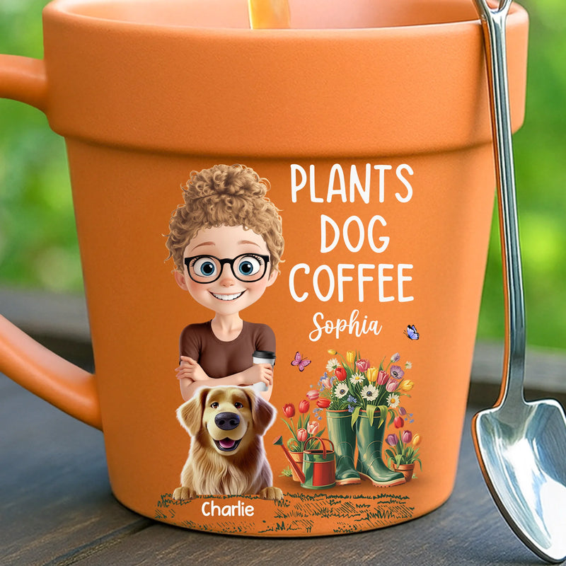 Custom Plant Pot Ceramic Mug - Personalized Garden Gifts For Gardeners, Dog Lovers, Dog Dad And Mom - Best Buds, Best Brews - Flower Pot Mug