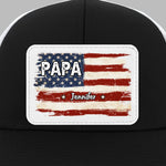 Family First Always - Family Personalized Custom Leather Patch Mesh Cap - Father's Day, Gift For Dad, Grandpa