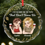 Custom Circle Glass Ornament - Personalized Best Friend Christmas Birthday Gifts For Women, Besties, Sisters, BFF - Laughter Louder With You Around